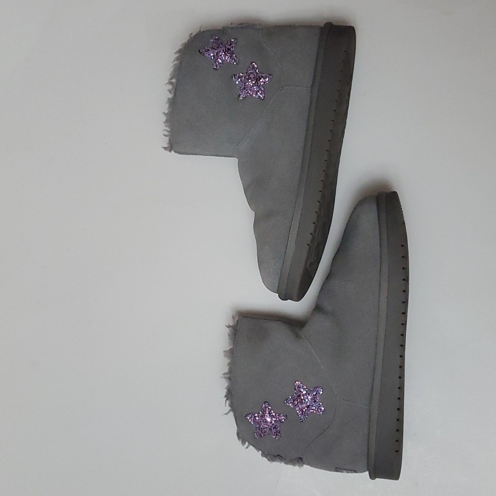 Koolaburra by Ugg Boots Girls Size 4 Gray suede Sparkly Stars - Picture 6 of 13